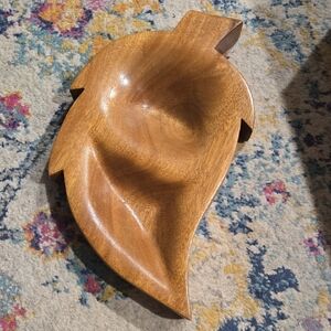 Leaf-Shaped Wooden Basket